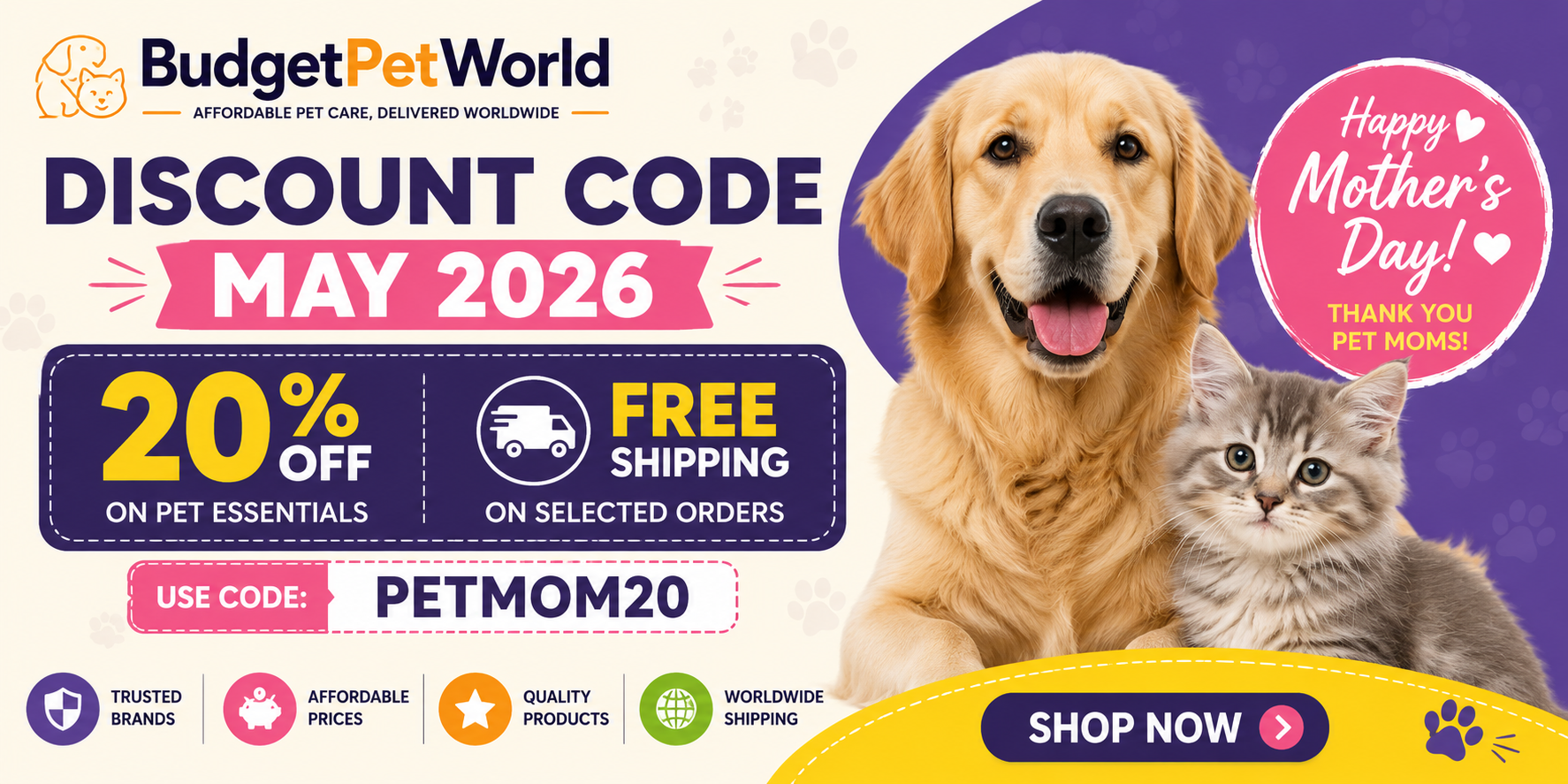 BudgetPetWorld Discount Code May 2026 – Save on Pet Essentials