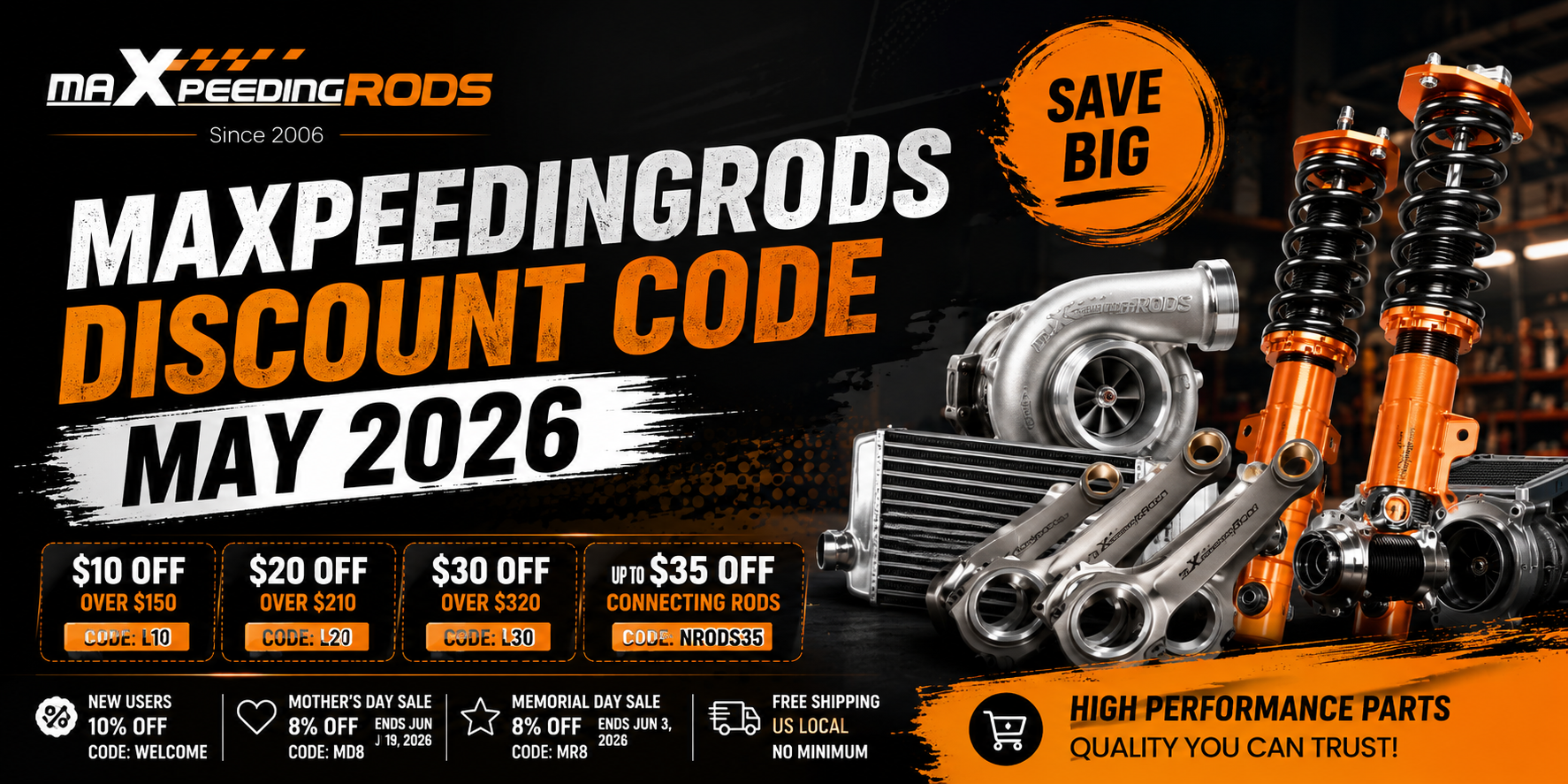 Maxpeedingrods Discount Code May 2026 | Save Big on Performance Auto Parts